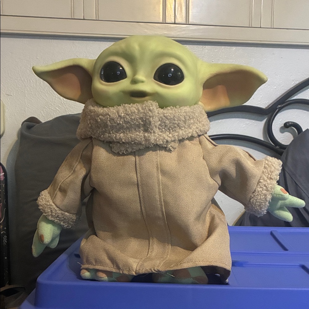 Mattel Adorable Yoda Green Plush Toy with Tan Coat